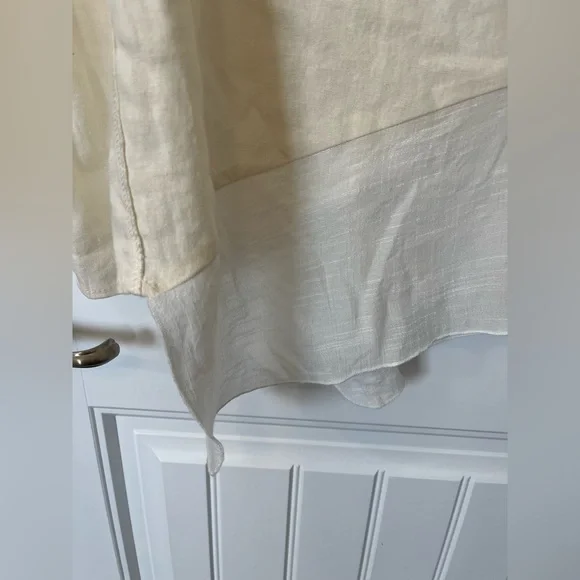 Plus Size MELISSA PAIGE Lagenlook Boho Cream Linen Top Tunic Sz 1X New With Tags - Picture 2 of 10